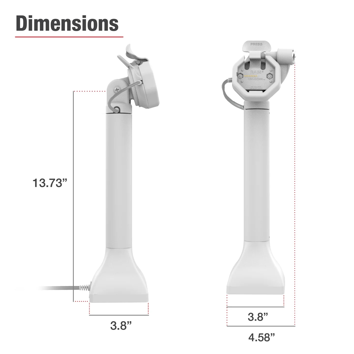 RAM-GDS-DOCKLR-D11-14-U3E-GRY GDS® Uni-Conn™ Pedestal Dock 14" , abschließbar, mit PoE - grau 4