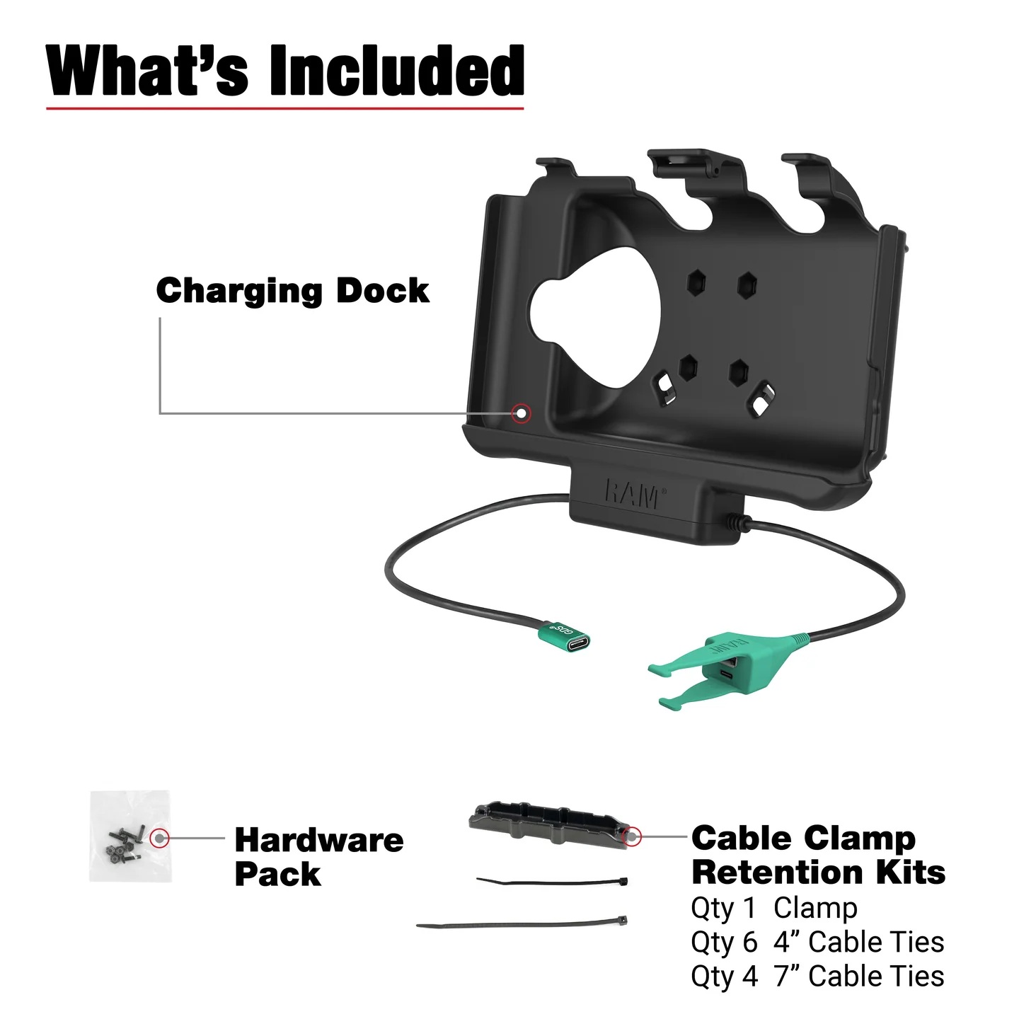 RAM-HOL-SAM60CP-CAU EZ-Roll'r Ladestation Samsung Tab Active 5/3 USB-C Power & 2 Peripherie USB-C/-A 4