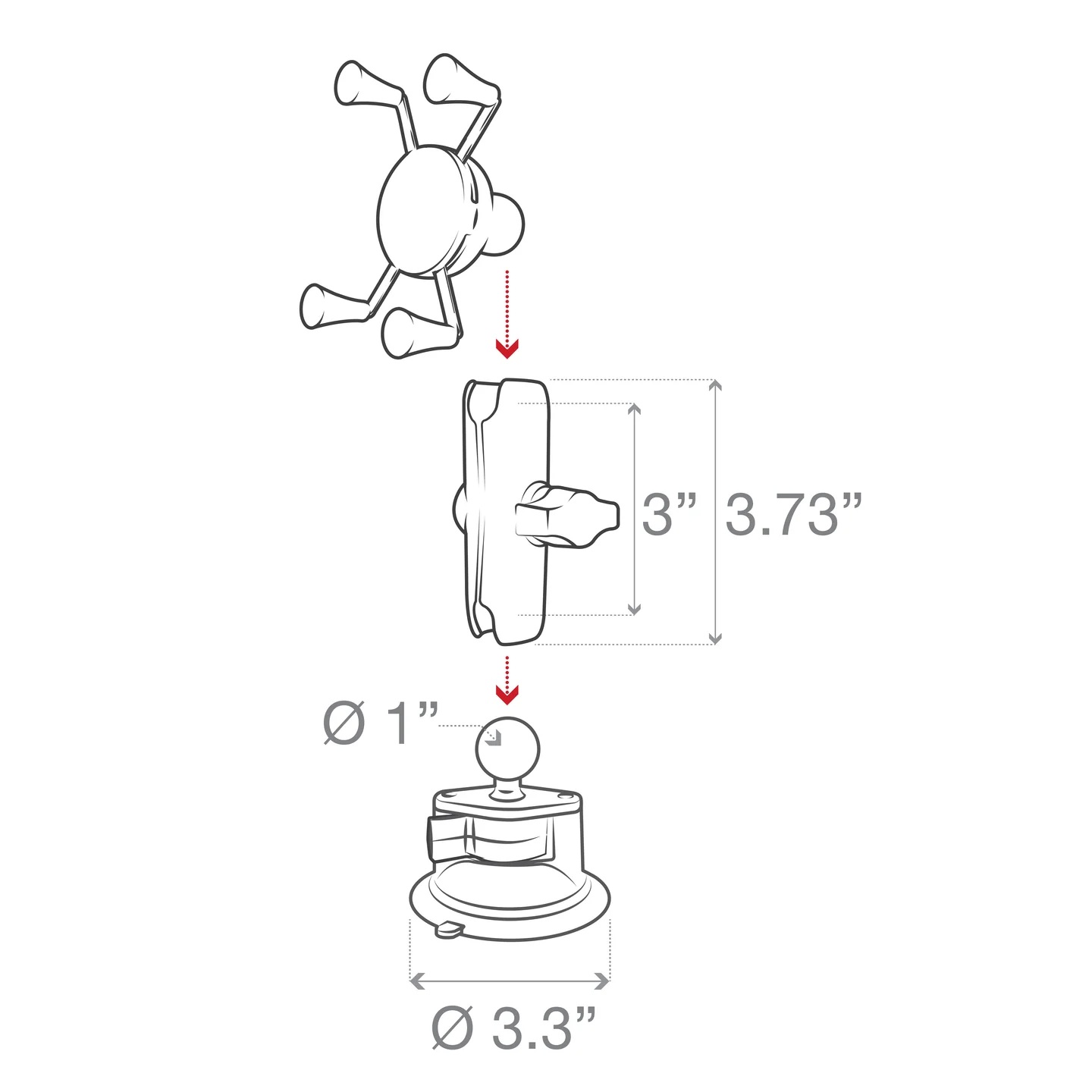 RAM-B-166-UN7U small X-Grip-Halterset für kleine Smartphones - Twist-Lock Saugnapfbasis 17