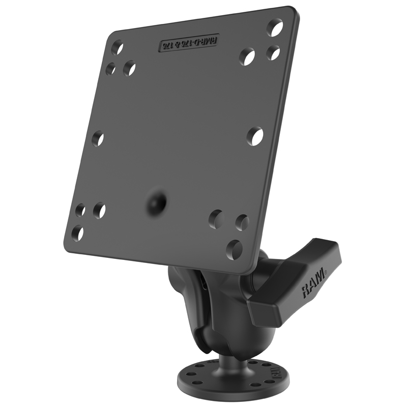 RAM-101U-B-246 VESA-Halterung (100x100/75x75) - C-Arm kurz, Round Base, Aluminium 1