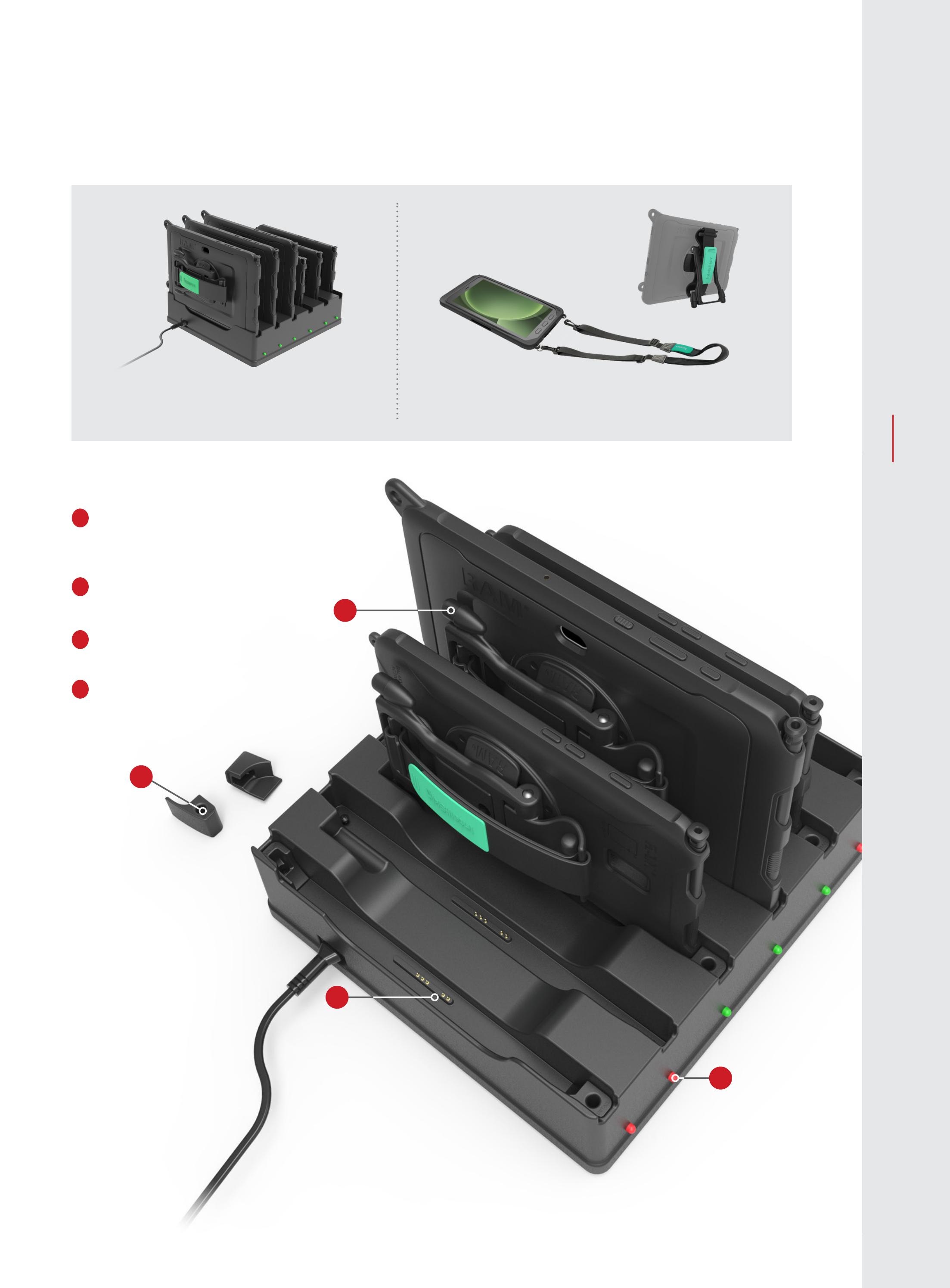 RAM-DOCK-6G8PU 6er Ladestation für Samsung Tab Active 5 Pro, 4 Pro, Tab Active 5 & 3 7