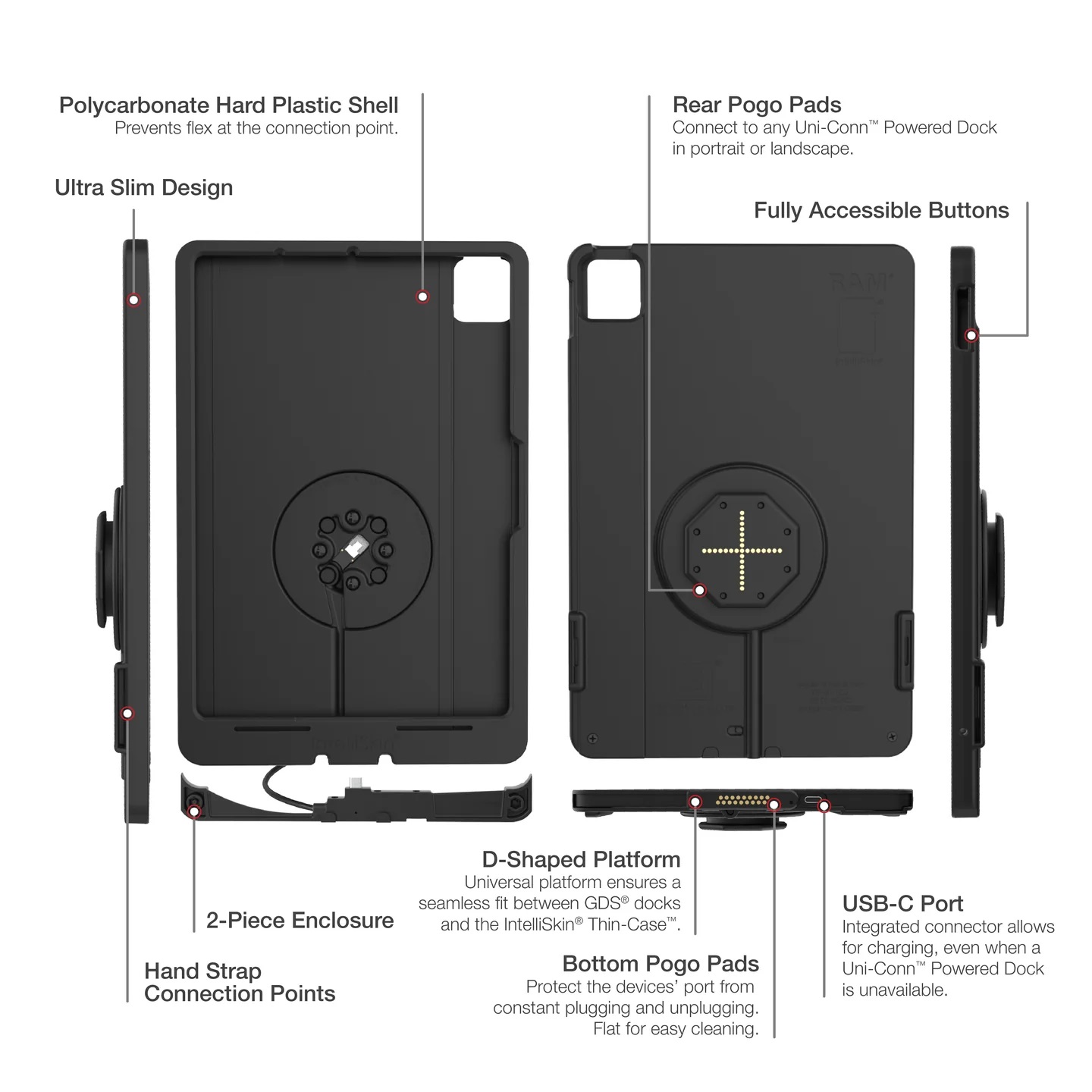 RAM-GDS-SKIN-AP45-M4-TCDB IntelliSkin Thin-Case für iPad Pro 11 (M4/M5) - D Shape & rückseitige Pogo Pads 3