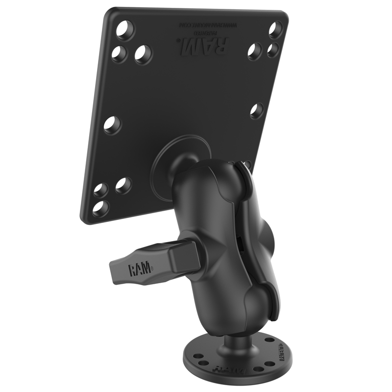 RAM-101U-B-246 VESA-Halterung (100x100/75x75) - C-Arm kurz, Round Base, Aluminium 2