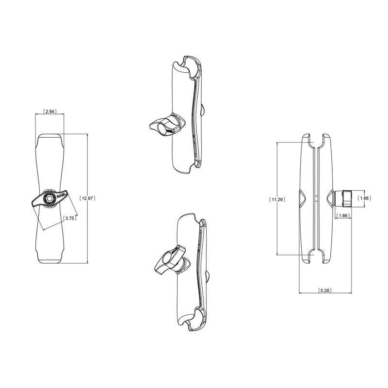 RAM-D-201U-E Ram Mount D-Arm lang aus Aluminium 2