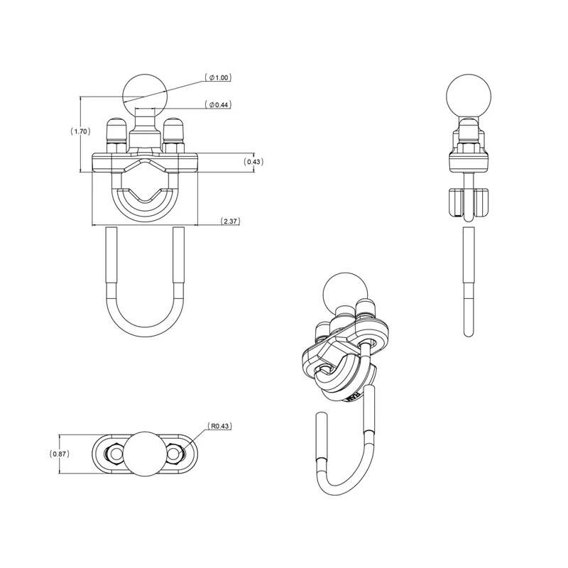 RAM-B-149Z-UN10-462 Large X-Grip®Handyhalterung mit Vibe-Safe™ & Bügelschelle/B-Socket Arm - medium 10