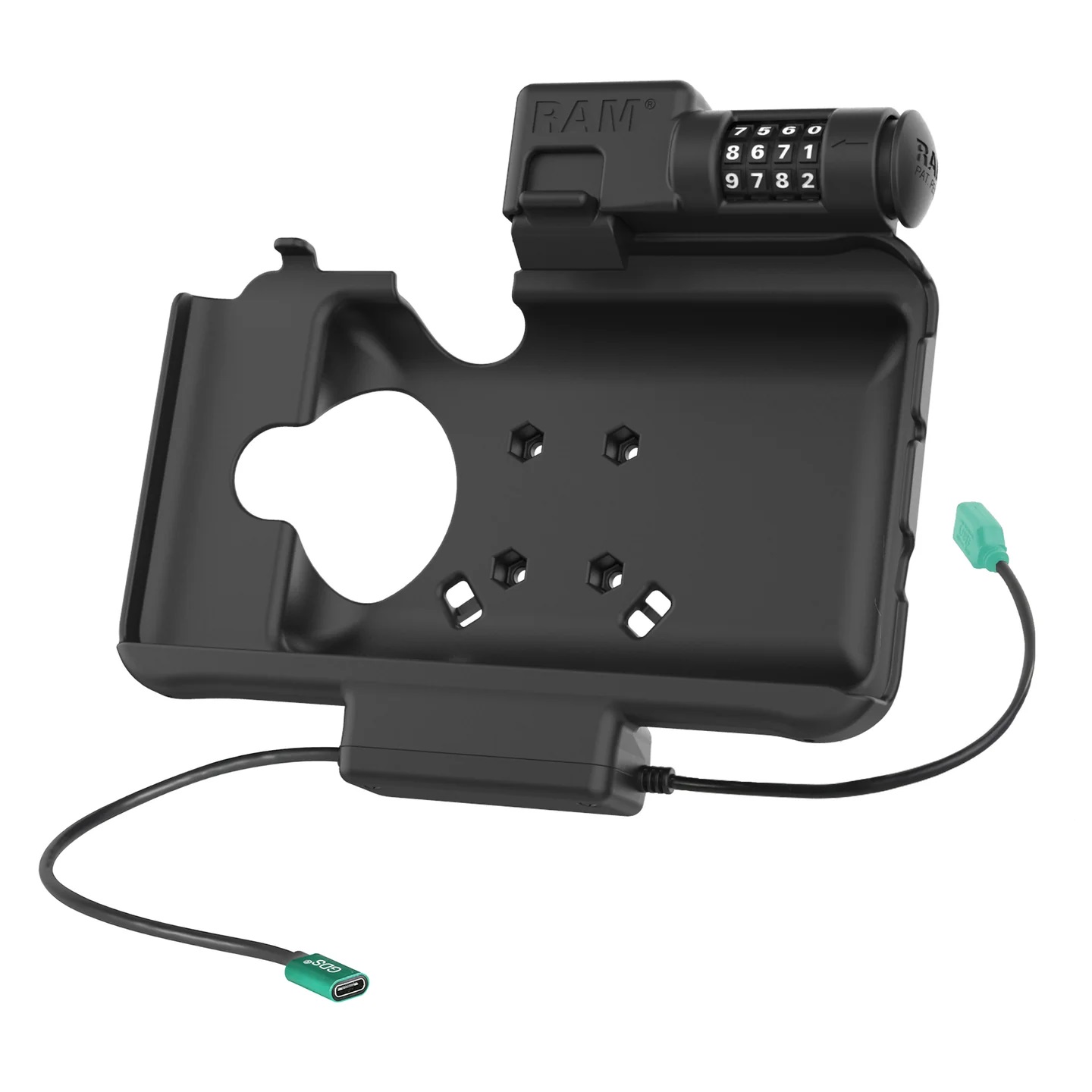RAM-HOL-SAM58CPCL-1AU EZ-Roll'r™ USB-C Ladedock für Samsung Tab Active5 & 3 -Data USB-A, Zahlenschloss 2