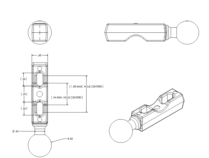 RAM-B-174-A-UN10U large X-Grip Halterung- kurzer Socket Arm, Motorrad-Basisset 11